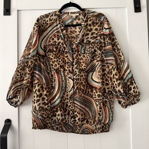 JM Collection Multicolor Animal Print Blouse